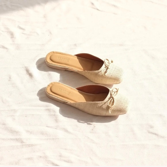 Handmade Woven Mules in Cream - Picture 2 of 2